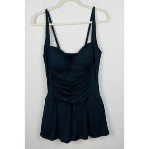 Rose Marie Reid Swimsuit Women's XL Black One Piece Skirted Beachy Resort Cruise